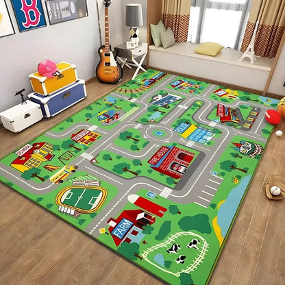 Alfombra educativa de vida urbana para niños, sistema de tráfico por carretera, alfombra para dormitorio, sala de juegos, alfombra de aprendizaje divertida, segura para niños
