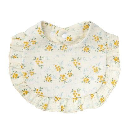 Baberos con estampado de flores para bebé, toalla de Saliva con broche ajustable, borde con volantes, paños para eructar de algodón y muselina, bufanda de alimentación para niñas de grado A de arcoíris