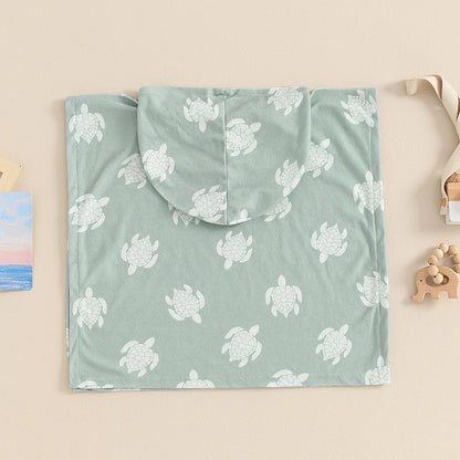 Toalla de playa con capucha para niños pequeños, Poncho ligero con estampado de tortuga, 6M-4T