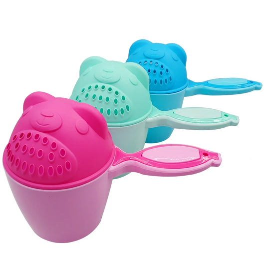 Taza de baño de oso de dibujos animados para bebé, taza de champú para ducha de niño recién nacido, cuchara de agua para ducha de bebé y niño, tazas de lavado de baño para 3 colores, 1 ud.