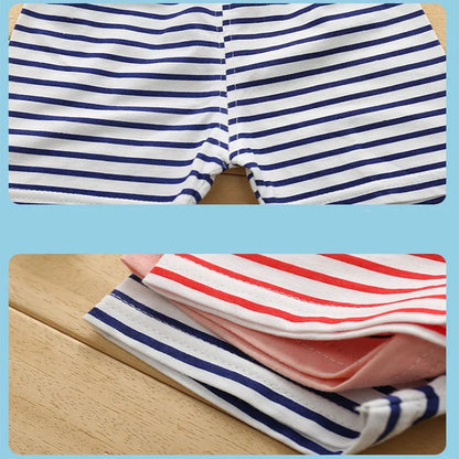 Verano niños niño 2 uds pantalones cortos de algodón suave ropa Casual transpirable niños niña bebé raya de dibujos animados deportes playa medio pantalón 2-5 Y