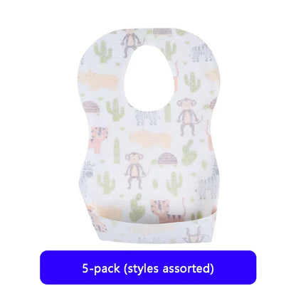 Babero desechable para bebé, servilleta para saliva, bolsa de comida para niños, sin lavado, impermeable, antisuciedad, artefacto para comer, portátil, súper suave