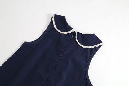 Vestido de retazos de encaje para niños verano 2025 nueva falda de chaleco sin mangas de encaje de estilo Retro para niñas