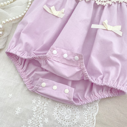 Vestido de encaje con cuello de pétalo para hermanas, peleles para bebés, ropa para niñas, vestido de princesa para fiesta con lazo, ropa dulce y bonita para niños