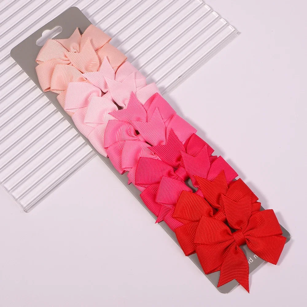 10 unids/lote de pinzas para el pelo con lazo de Color sólido para niñas, horquilla con lazo hecha a mano, Mini pasadores, accesorios para el cabello para niños