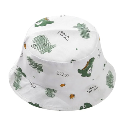 Anti-UV varios colores niños pescador sombrero dinosaurio poliéster cubo sombrero niños gorra niños niños