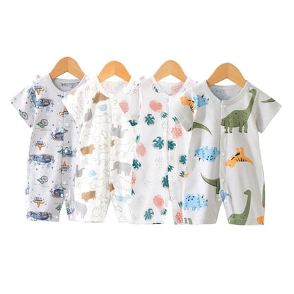 Pelele de algodón para bebé, ropa de dibujos animados para niño pequeño, mono de manga corta para escalar, disfraz infantil para recién nacido, novedad de verano