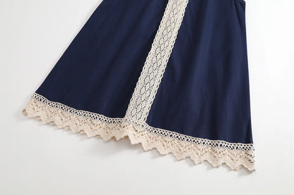 Vestido de retazos de encaje para niños verano 2025 nueva falda de chaleco sin mangas de encaje de estilo Retro para niñas