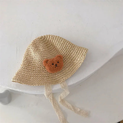 Sombrero de encaje a la moda para bebé, gorro de paja con lazo para niña, sombrero de playa para niño, sombrero de Panamá, sombreros y gorras de princesa para bebé, 1 unidad