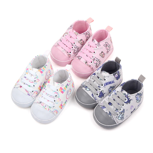Zapatos de cuna para bebés, niños y niñas, zapatillas con estampado de dibujos animados, zapatillas antideslizantes para primeros pasos de 0 a 18M