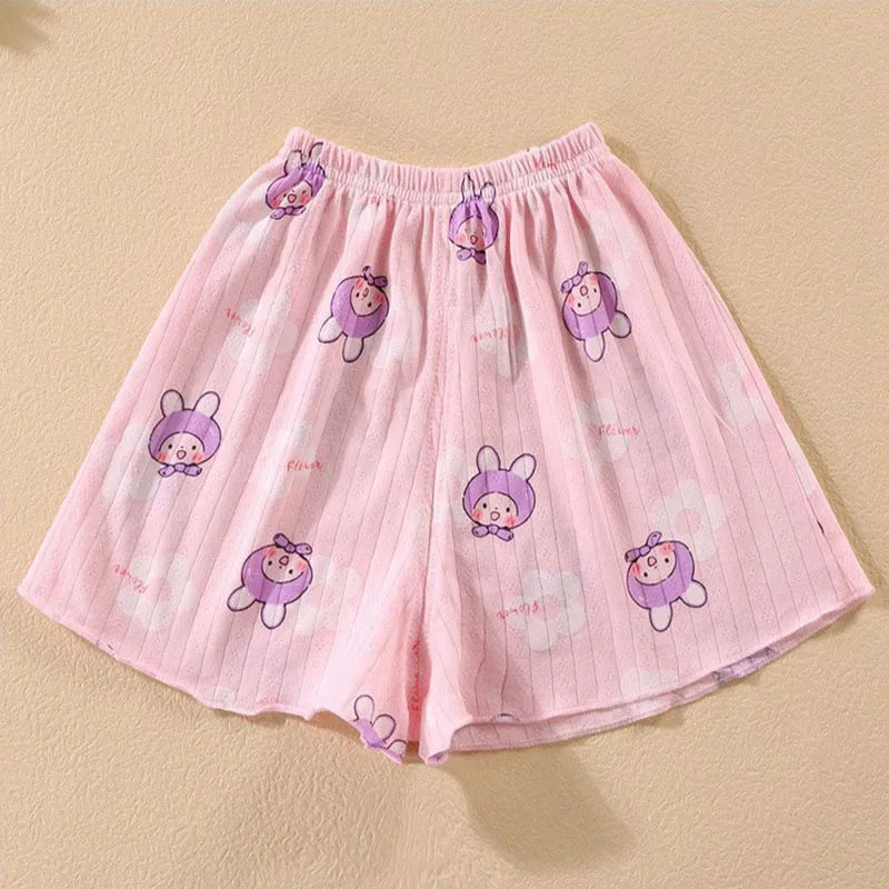 Camisola con tirantes y pantalones cortos para niña, conjunto de 2 piezas de algodón suave, pijama con estampado de dibujos animados, moda de verano, ropa informal para el hogar