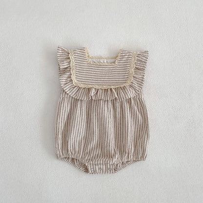 Ropa de moda para niñas de 0 a 6 años, vestido de encaje a rayas, novedad de verano, pelele para niñas, traje a juego para hermanas, vestidos de princesa