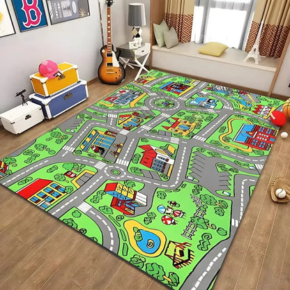 Alfombra educativa de vida urbana para niños, sistema de tráfico por carretera, alfombra para dormitorio, sala de juegos, alfombra de aprendizaje divertida, segura para niños