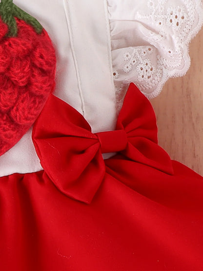 Verano 0-1 año de edad bebé moda tendencia lindo cómodo suave personalidad fresa vestido de una pieza patrón tridimensional