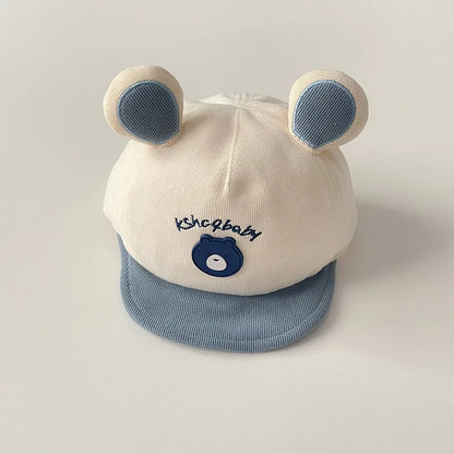 Gorra de béisbol con orejas de oso para bebé, gorro de algodón con visera, bordado bonito, ajustable, para el Sol, para verano