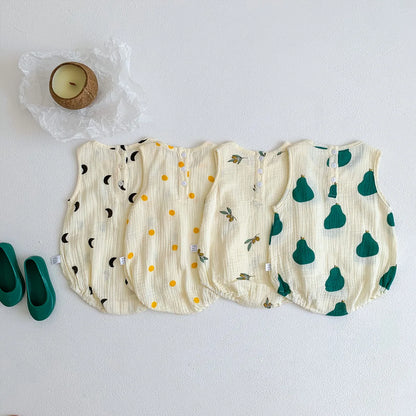 2023 nuevo en verano, trajes de algodón de tela arrugada para bebés recién nacidos, monos informales para niños, monos para niños pequeños