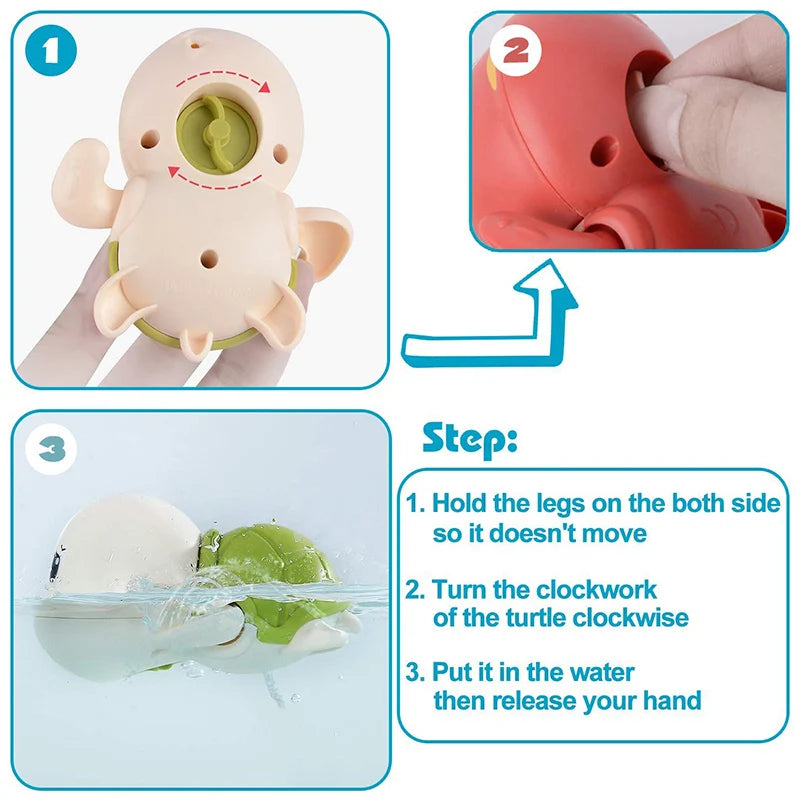 Juguetes de baño para bebé, bonito baño, tortuga, ballena, piscina, playa, cadena clásica, mecanismo de relojería, juguete de agua para niños, juguetes para jugar en el agua
