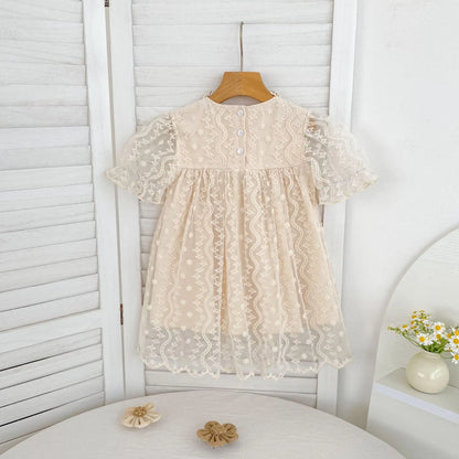 Nuevo vestido de hermanas para niñas pequeñas, vestidos de princesa de encaje, traje de verano para niñas, ropa infantil de algodón para hermanas gemelas