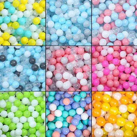 50 Uds. Bolas de plástico de colores para bebé, piscina de agua, pelota de ola oceánica, piscina para niños con aro de baloncesto, casa de juegos, tiendas de campaña al aire libre, accesorios de juguete