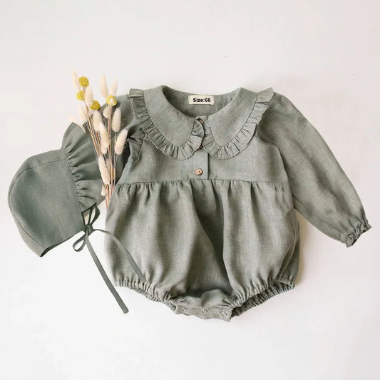 Mono de lino y algodón para niñas pequeñas, monos para niñas recién nacidas, peleles para niñas de verano y primavera, 2 uds.