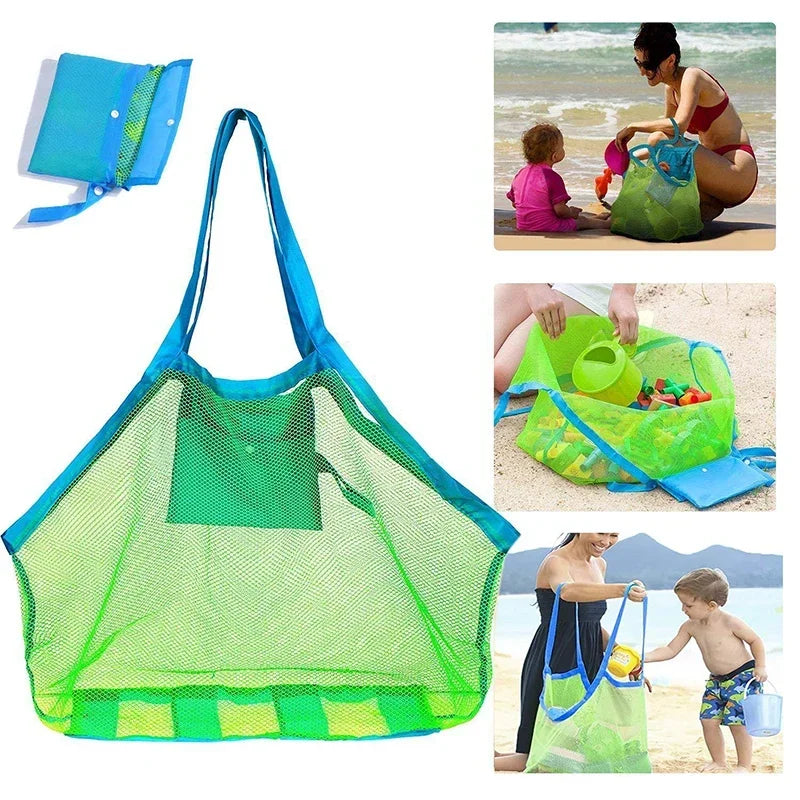 Bolsa de malla portátil con arena para niños, bolsas de almacenamiento de juguetes de baño para niños, bolsa de playa grande para toallas, bolsa de maquillaje cosmético para mujeres