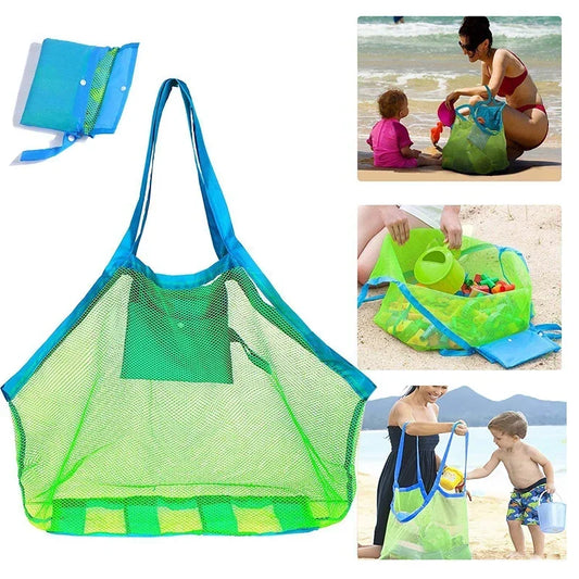 Bolsa de malla portátil con arena para niños, bolsas de almacenamiento de juguetes de baño para niños, bolsa de playa grande para toallas, bolsa de maquillaje cosmético para mujeres