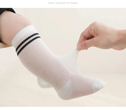 Calcetines de tubo largo para bebé, calcetines transpirables de verano para niños, medias de algodón suave para bebé, calcetines para bebés