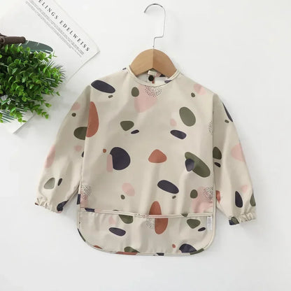 Babero suave impermeable para bebé, paño de alimentación ajustable de manga larga para niño pequeño y niña, bata de pintura, delantal para comer comida infantil