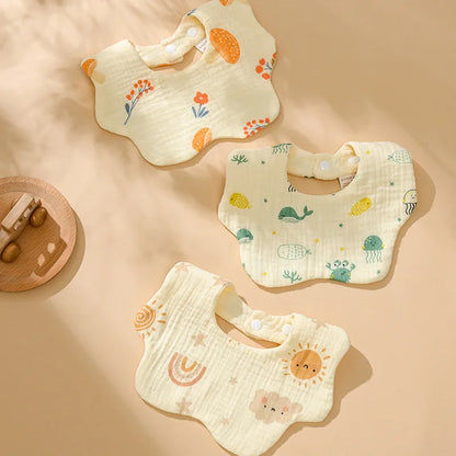 Babero de gasa de algodón para bebé, accesorios para bebés, delantal para bebé recién nacido, babero para alimentar, paños para eructar de muselina de 6 capas, toalla para Saliva para niños recién nacidos