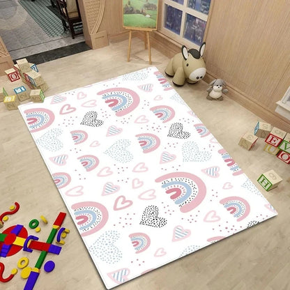 Alfombra de estilo nórdico para habitación de bebé, Alfombra de dibujos animados de animales para dormitorio de niños, alfombra Kawaii para habitación de niñas y niños, Alfombra de juego antideslizante para niños