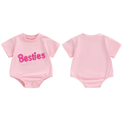 Ropa a juego para madre e hija, camiseta de manga corta con bordado de letras y cuello redondo para verano