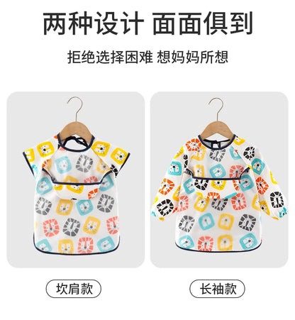 Baberos de tela para bebé, ropa de comedor impermeable, delantal de manga larga, bata de alimentación para niños, vendaje inverso para eructar, protección de pintura
