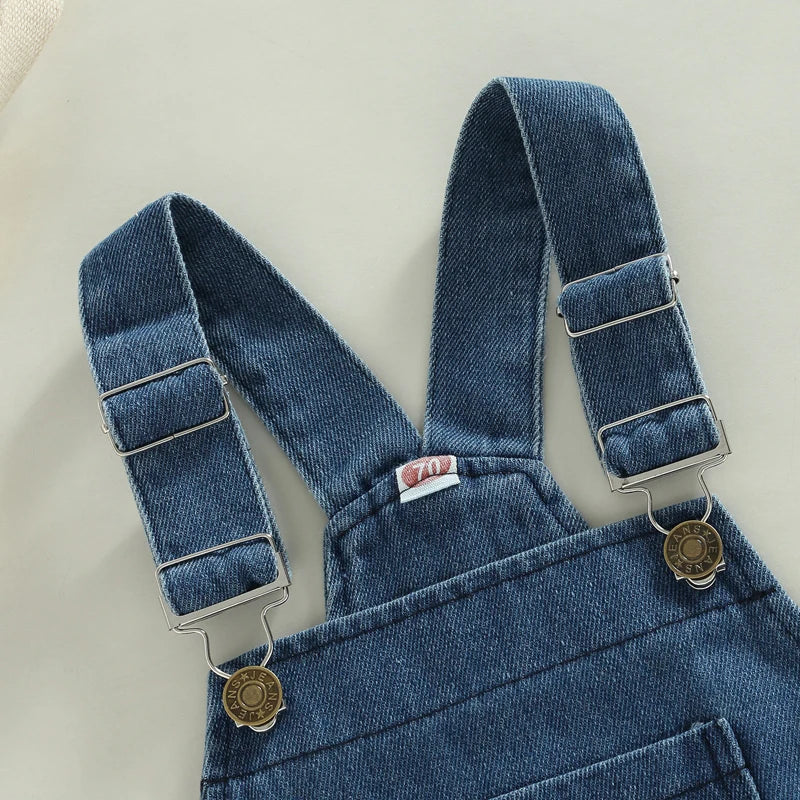 Ropa de verano para bebés, pelele vaquero para bebés, mono sin mangas con cierre de botón sólido, mono general