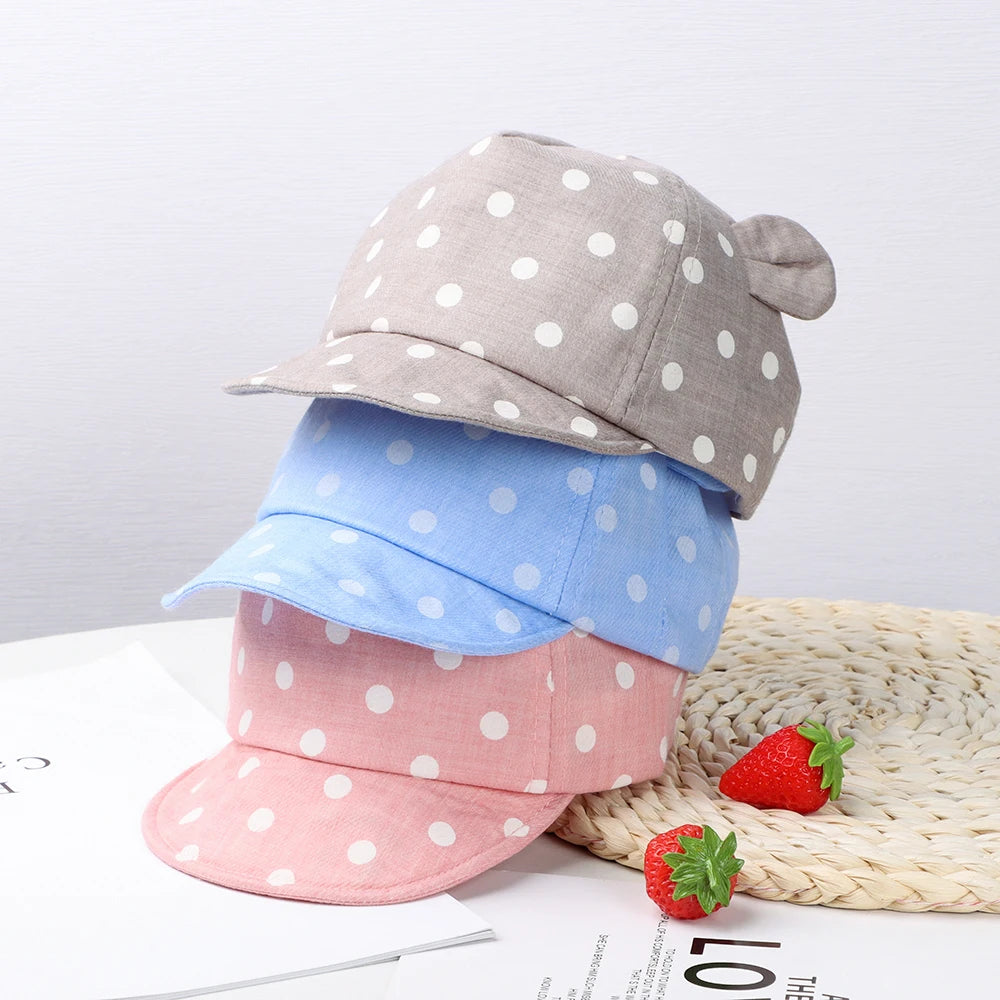 Sombrero de béisbol informal para bebé de 6-24 meses, gorra con Orejas de conejo, gorros de playa de lunares, gorra de Panamá, sombrero de sol para niños al aire libre