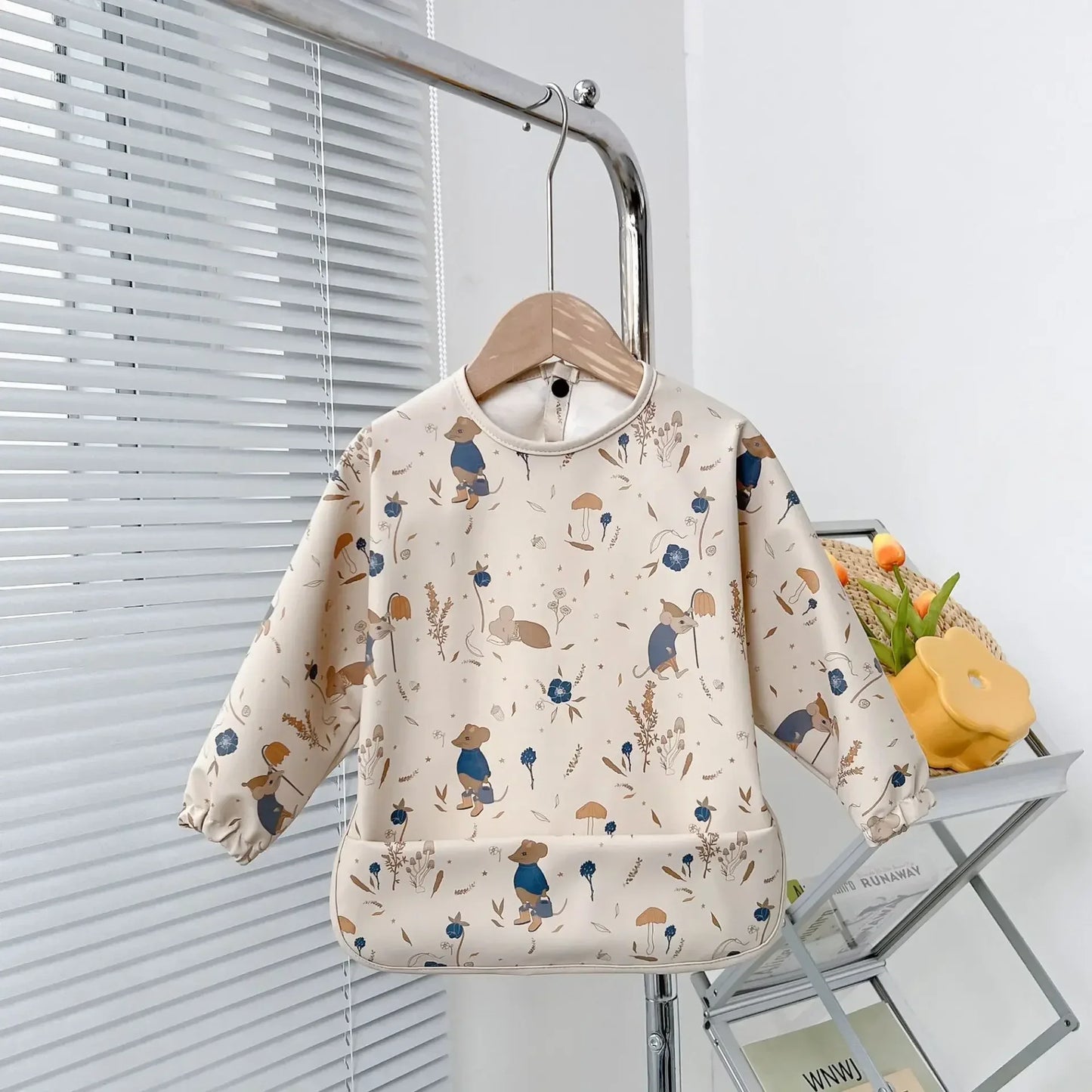Babero suave impermeable para bebé, paño de alimentación ajustable de manga larga para niño pequeño y niña, bata de pintura, delantal para comer comida infantil