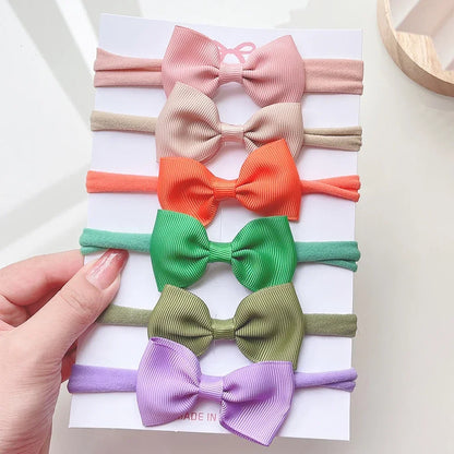 4/5/6 unids/set sombreros de Color sólido para niños bandas elásticas para el cabello para bebé cinta bonita diadema con lazo accesorios para el cabello para niñas