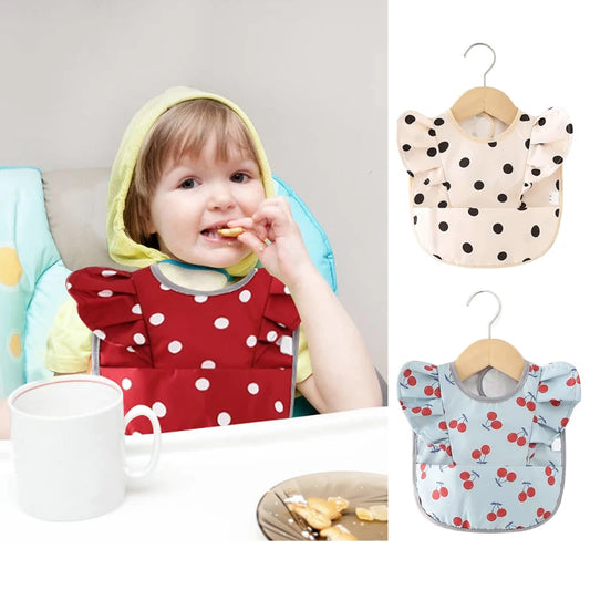 Toalla de Saliva para bebé, Baberos impermeables para niños, delantal para comer, toalla con volantes para niños y niñas, paños para eructar de dibujos animados para recién nacidos