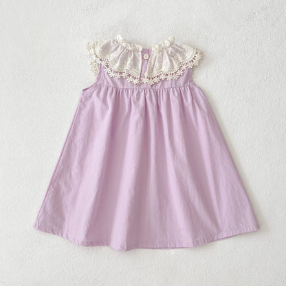 Vestido de encaje con cuello de pétalo para hermanas, peleles para bebés, ropa para niñas, vestido de princesa para fiesta con lazo, ropa dulce y bonita para niños