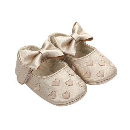 Pudcoco-zapatos planos de piel sintética para niñas, mocasines bonitos con decoración de lazo de corazón, suela suave, antideslizantes, de verano