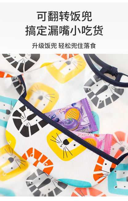 Baberos de tela para bebé, ropa de comedor impermeable, delantal de manga larga, bata de alimentación para niños, vendaje inverso para eructar, protección de pintura