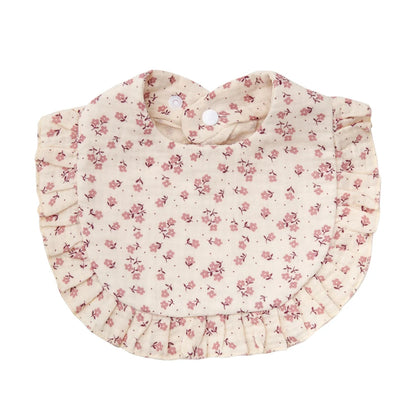 Baberos con estampado de flores para bebé, toalla de Saliva con broche ajustable, borde con volantes, paños para eructar de algodón y muselina, bufanda de alimentación para niñas de grado A de arcoíris