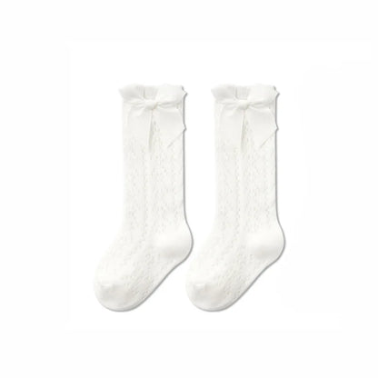 Calcetines de malla de punto para niñas pequeñas, medias de tubo largo hasta la rodilla, suaves, de algodón, para verano