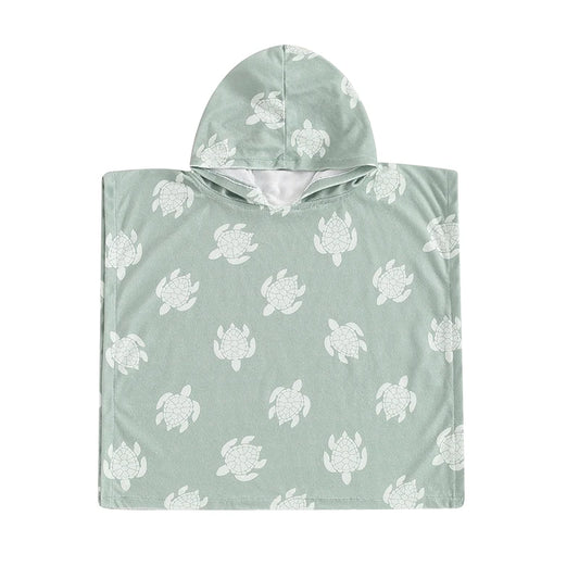 Toalla de playa con capucha para niños pequeños, Poncho ligero con estampado de tortuga, 6M-4T
