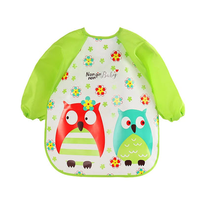 Babero antisuciedad impermeable de EVA para bebé de 0 a 3 años, abrigo de manga larga con correa, alimentación suave a prueba de suciedad, bonito patrón de dibujos animados, paños para eructar
