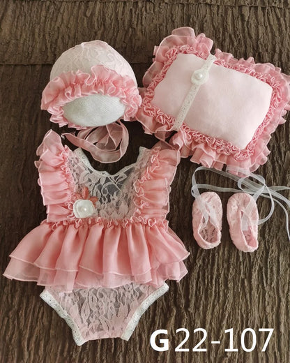 Accesorios de fotografía recién nacido para bebé de 0 a 3 meses, sombrero para bebé, pelele de encaje para niña, monos, traje, ropa de fotografía