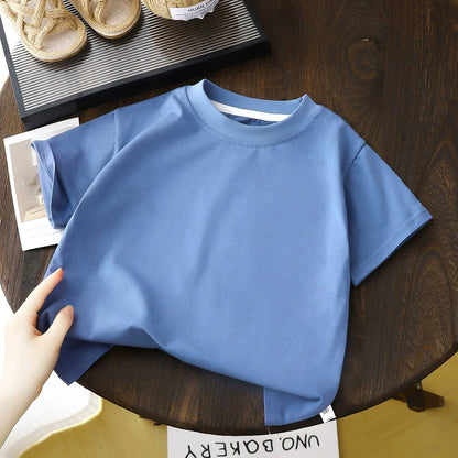 Camiseta de manga corta de algodón para niños, camiseta blanca, roja y negra, ropa de verano para bebés, Tops para niños
