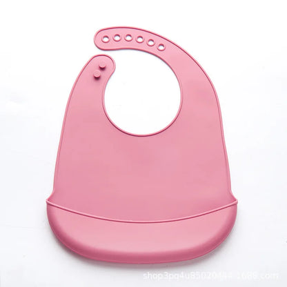 Baberos de silicona para bebés, babero impermeable para bebés, Color sólido, ajuste de 6 velocidades, bolsillo para Saliva, paños para eructar para niños, accesorios para recién nacidos