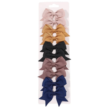 10 unids/lote de pinzas para el pelo con lazo de Color sólido para niñas, horquilla con lazo hecha a mano, Mini pasadores, accesorios para el cabello para niños