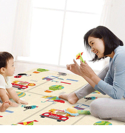 Alfombra de juego para bebés de 97x177cm, alfombra plegable para niños, alfombra para habitación de niños con patrón de doble cara, superficie de actividad educativa fácil de llevar