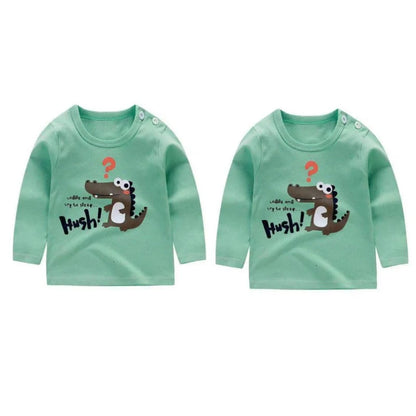 2 uds sudadera de algodón de cocodrilo de dibujos animados niños bebé jerseys de manga larga primavera otoño Top niñas camisetas ropa Casual